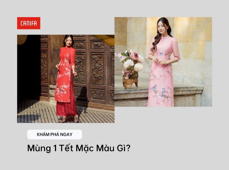 Người mẫu mặc đồ màu xanh lá cây mùng 1 Tết