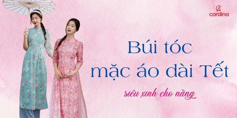 Tóc búi cao kiêu sa mặc áo dài