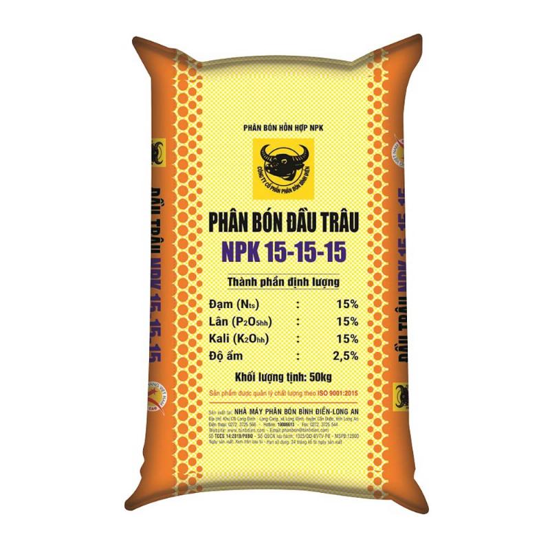 Bao phân bón NPK 20-20-15 Đầu Trâu 50kg, sản phẩm chất lượng cao từ Bình Điền
