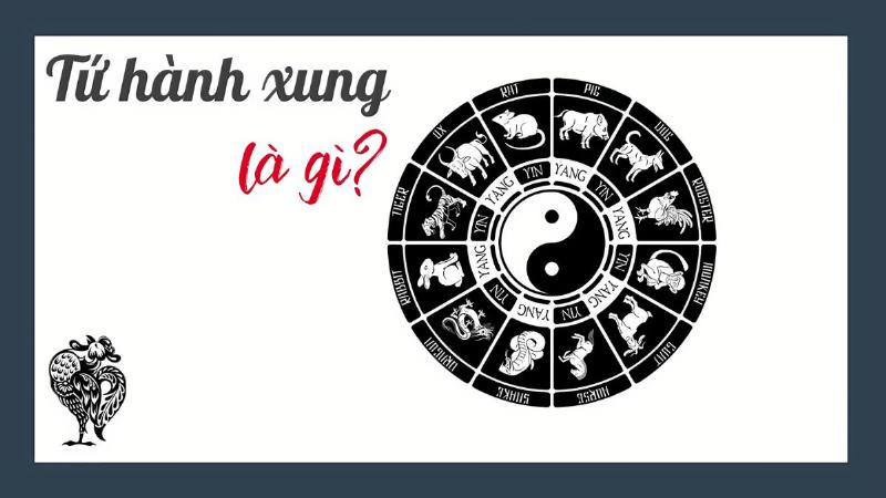 Hình ảnh minh họa sơ đồ Tam Hợp (Hợi - Mão - Mùi) và Tứ Hành Xung (Dần - Thân - Tỵ - Hợi) với các con giáp được vẽ theo phong cách truyền thống hoặc hiện đại.