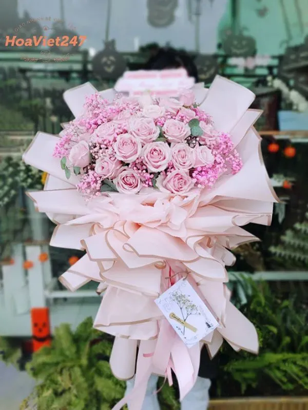 Bó hoa hồng tươi BH005 đẹp tặng người yêu, biểu tượng của tình cảm nồng cháy