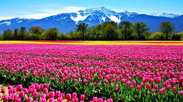 Cánh đồng hoa tulip rực rỡ sắc màu ở Canada