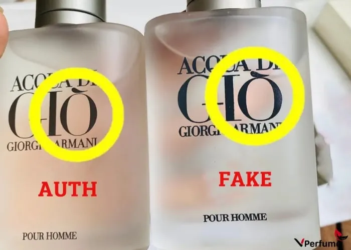 Nước hoa thật chữ in thân chai sẽ rõ nét, nước hoa Fake chữ in thân chai bị nhòe