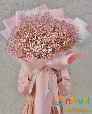 Bó hoa baby hồng ngọt ngào biểu trưng cho tình yêu lãng mạn