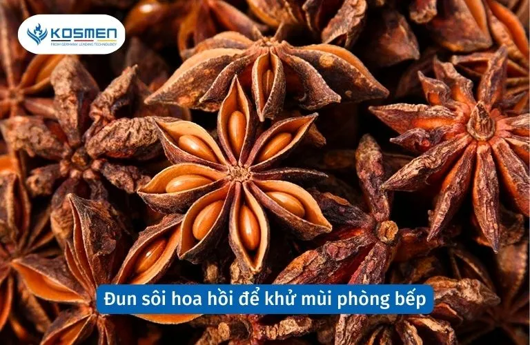 Đun sôi hoa hồi là cách hiệu quả để khử mùi hôi phòng bếp, mang lại hương thơm ấm cúng