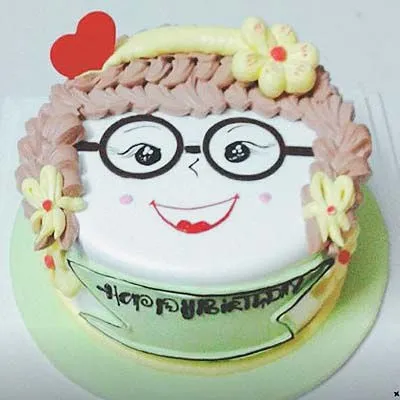 Mẫu bánh sinh nhật vẽ hình chibi đáng yêu và hài hước