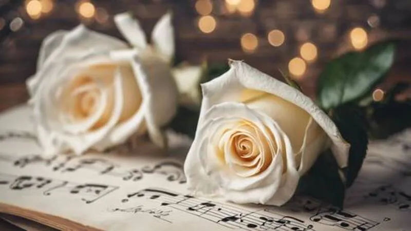 Cận cảnh một bông hồng trắng đang nở rộ, với những cánh hoa mềm mại và đều đặn