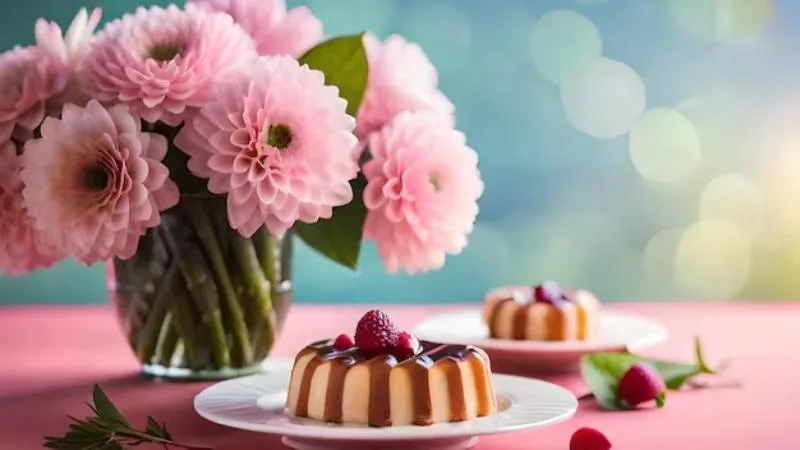 Hình ảnh bánh sinh nhật kết hợp hoa AI ấn tượng, hình nền chất lượng 4K