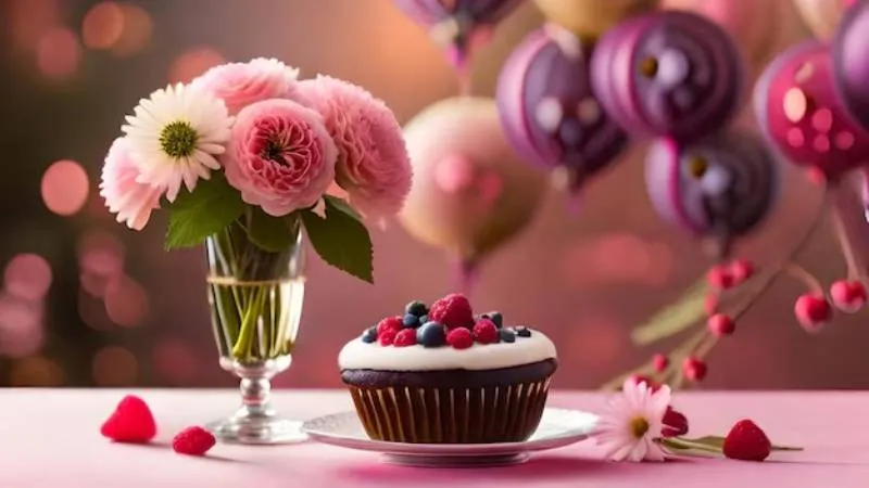 Bánh sinh nhật nghệ thuật AI cùng hoa độc đáo, tải ảnh hoa và bánh sinh nhật đẹp cho mọi người