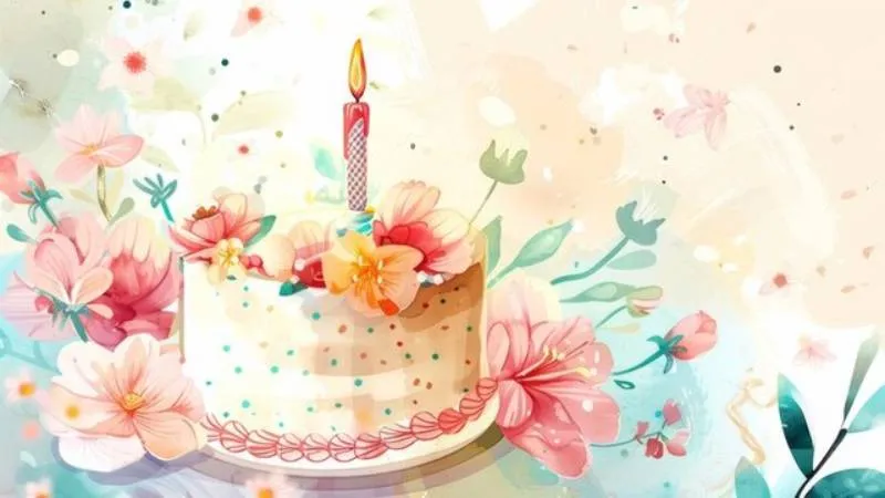 Bánh sinh nhật vẽ tay với họa tiết hoa văn, hình nền độc đáo và cá tính
