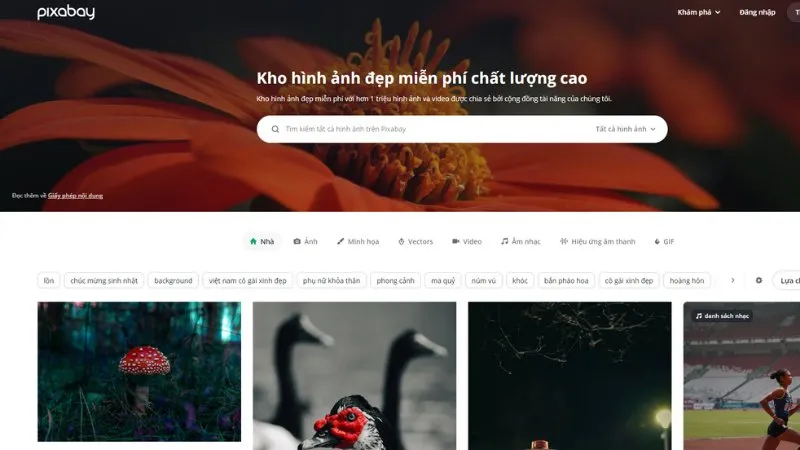 Logo của Pixabay trên giao diện website