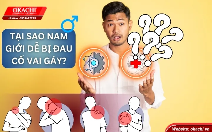 người đàn ông đang xoa bóp vùng cổ vai gáy, minh họa nguyên nhân đau mỏi ở nam giới