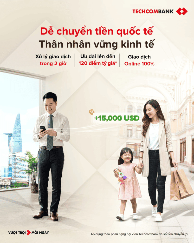 Chuyển tiền từ Nhật Bản về Việt Nam nhanh, an toàn, tối ưu chi phí với Techcombank