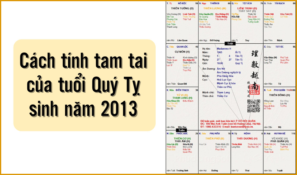 Cách tính tam tai của người sinh năm 2013 tuổi Quý Tỵ