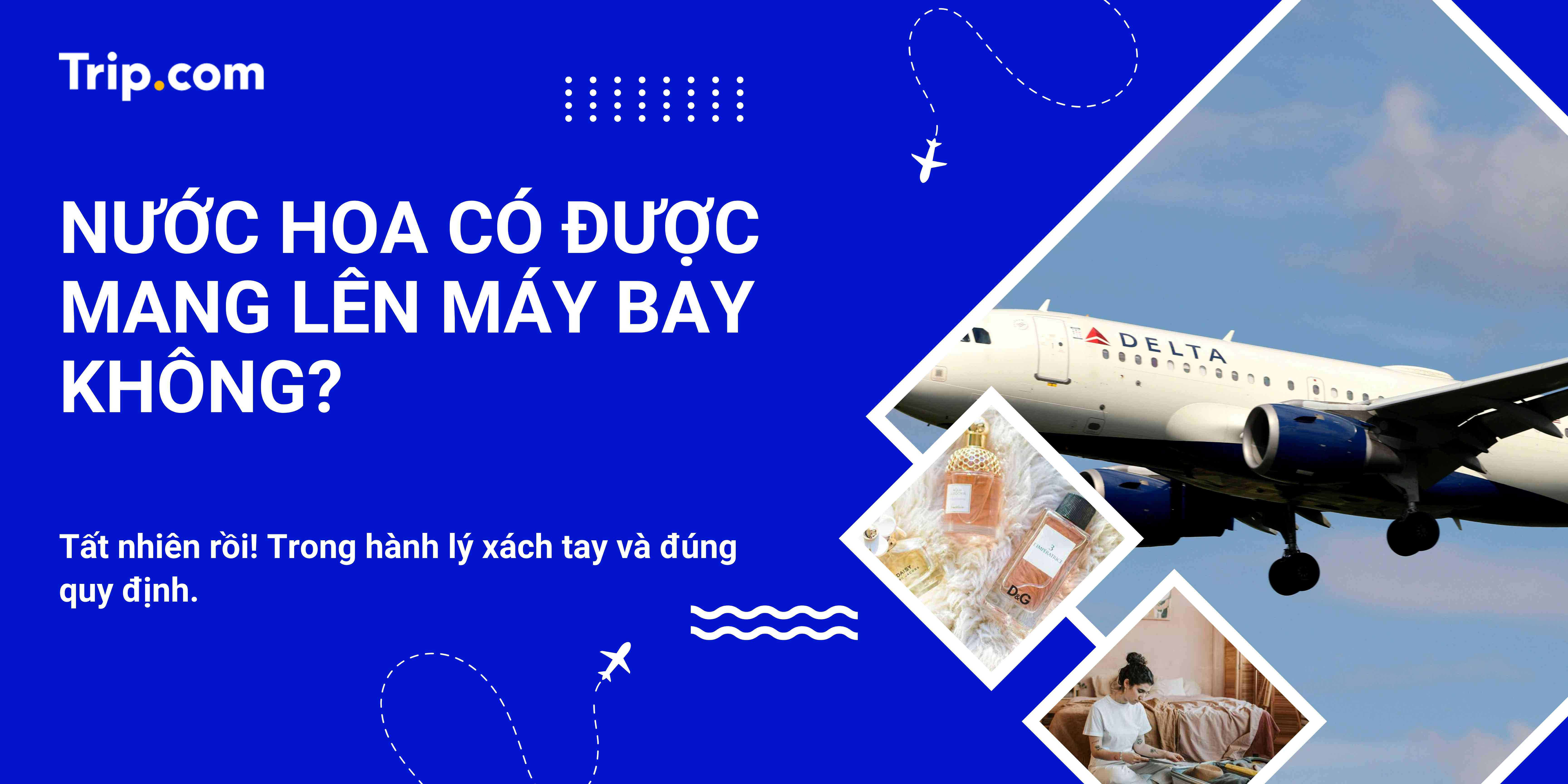 Một người phụ nữ đang cầm chai nước hoa nhỏ gọn, minh họa cho việc mang nước hoa khi đi máy bay