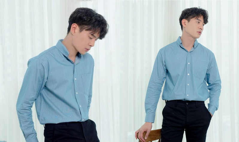 Áo sơ mi xanh dương kẻ caro thời trang dành cho nam