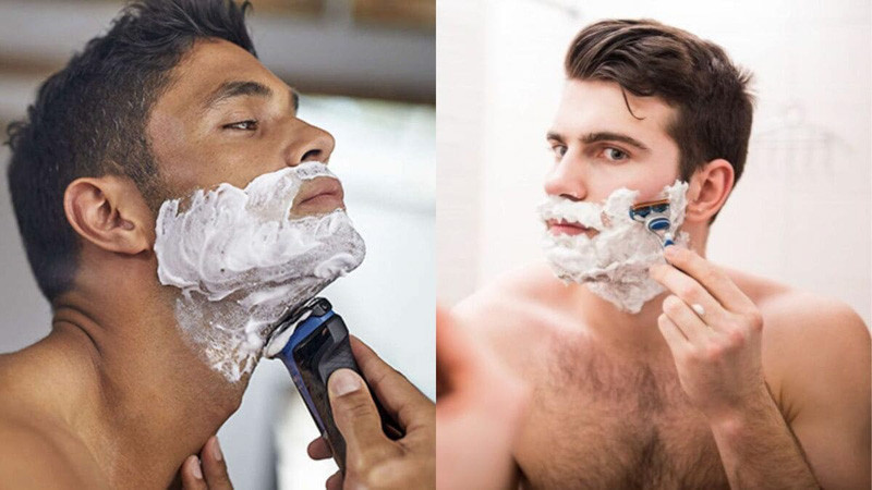 Bộ dụng cụ cạo râu gồm dao cạo và kem cạo râu