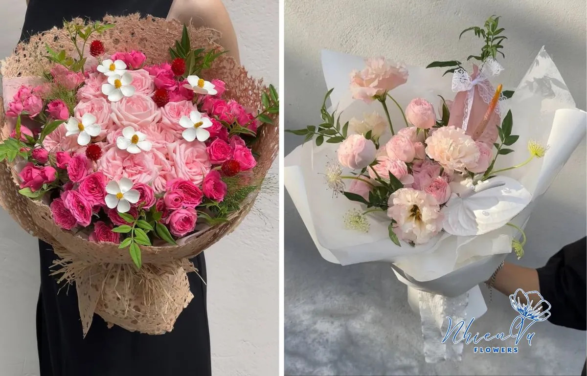 Bó hoa tốt nghiệp tươi sáng, kèm gấu bông nhỏ, phù hợp để chúc mừng sinh viên