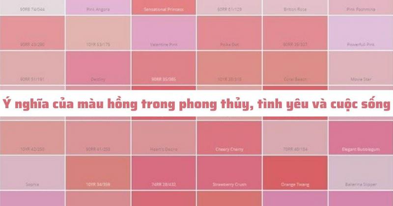 Phân loại các sắc thái màu hồng